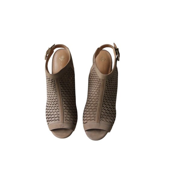 Antonio Melani Womens Lyona Tuscan Taupe Peep Toe Leather Heeled Sandals 9M - Picture 12 of 16